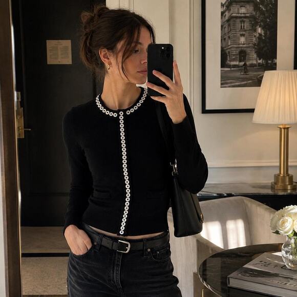 Alexander McQueen Sweaters - Alexander McQueen 100% Cashmere Cardigan Black Button Trim Italy Sweater Size L